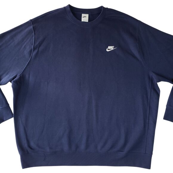 Vintage Nike Swoosh Sweatshirt Mens XXL Navy Embroidered Crewneck Pullover Y2K - Picture 2 of 12
